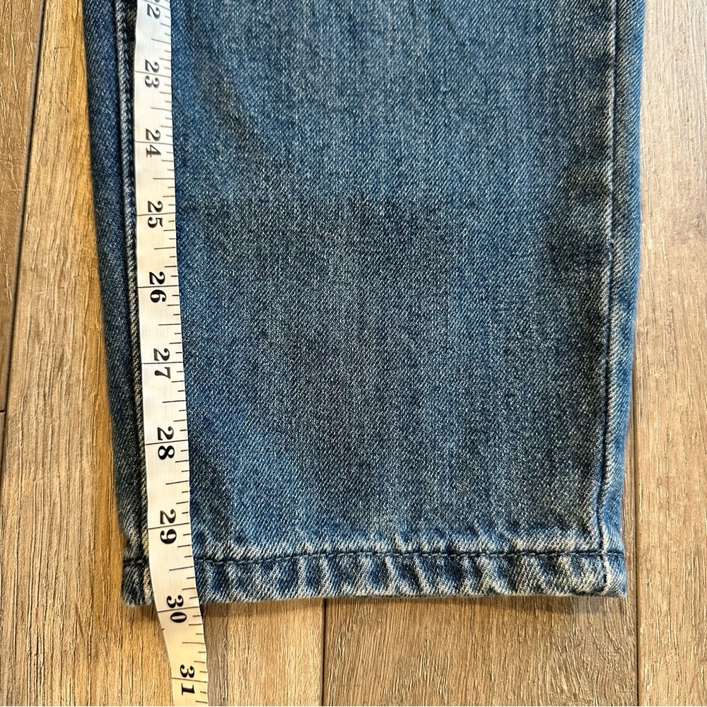 Missguided Riot High Rise Mom Jean Double Knee Rip Blue Wash Relaxed Tappered - Picture 7 of 12